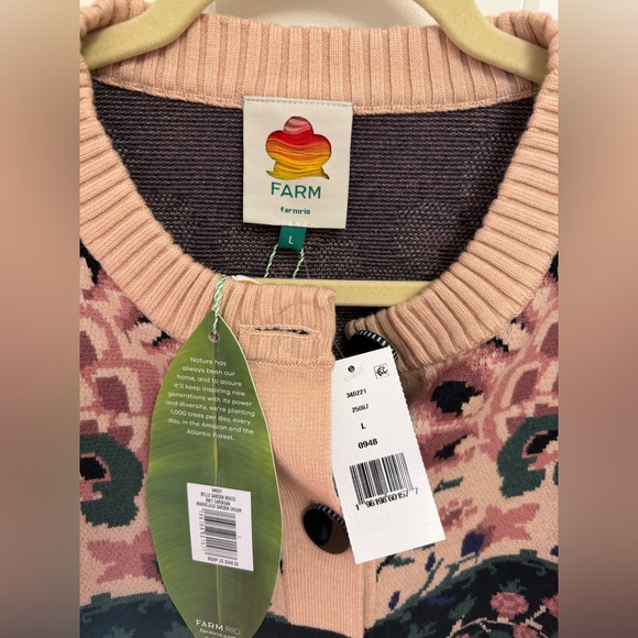 Farm Rio Belle Garden Mixed Knit Cardigan Size L - Picture 7 of 8